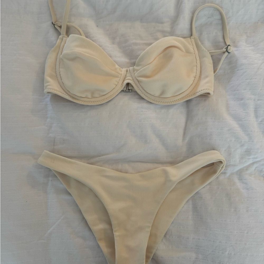 Cream Underwire Bikini Set with Adjustable Straps